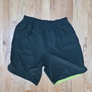 Hind Black Athletic Men's Shorts with Neon Accents
